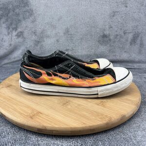 Converse One Star Junior Shoes Boys Size 5 Black Flame Canvas Slip On Sneakers